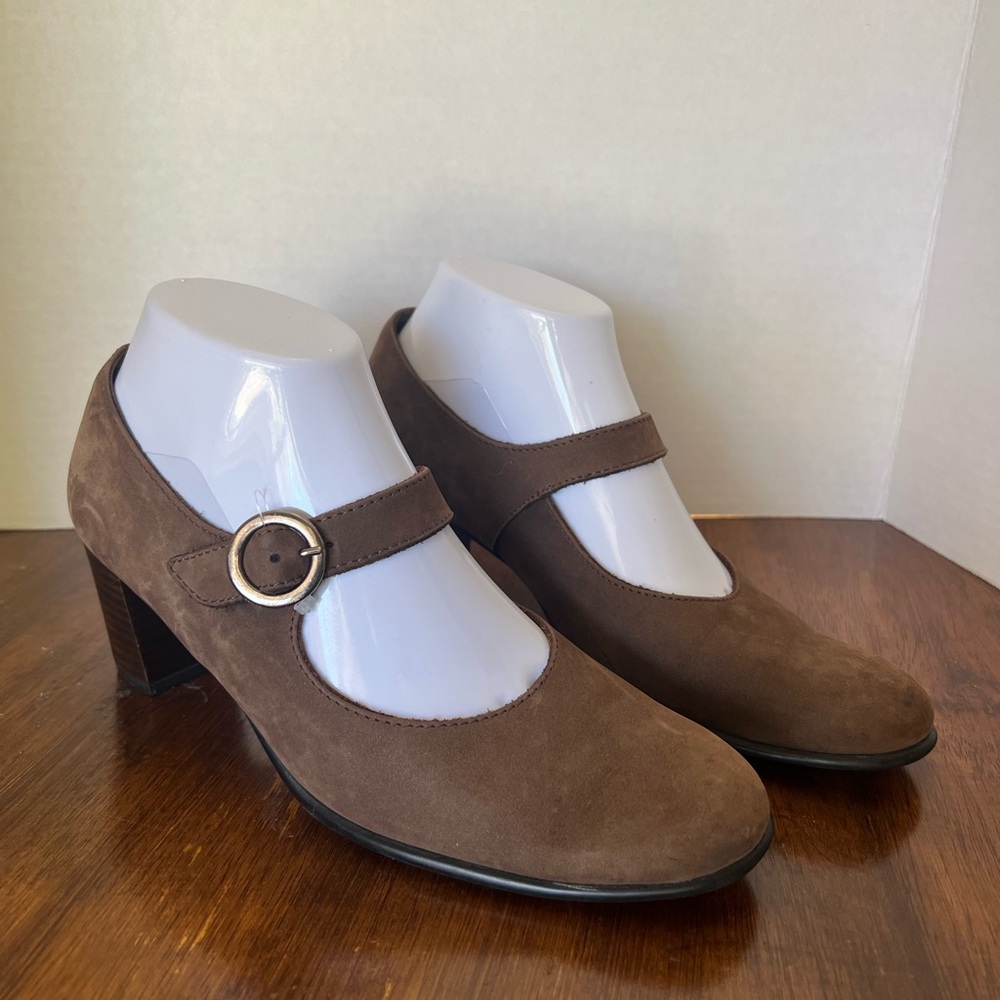 Arche Brown Nubuck Mary Jane Block Heels Women’s EU 38 US 7 Comfort Strap Pump - Picture 2 of 14